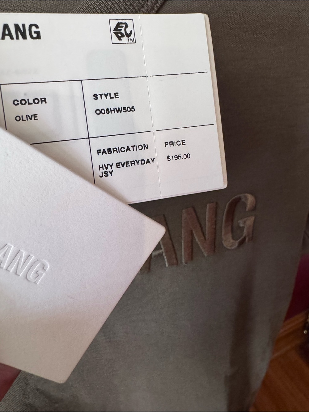 Helmut Lang Olive Green Embossed Logo Tee - Picture 3 of 4
